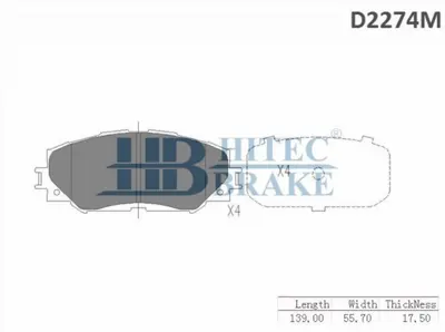 HITECH 010192 Ön Balata Corolla 07-12 Benz./Auris 07-12 1.33-1.4-1.6 (Japonya Üretim) Urban Cruiser 10- (D2274) 