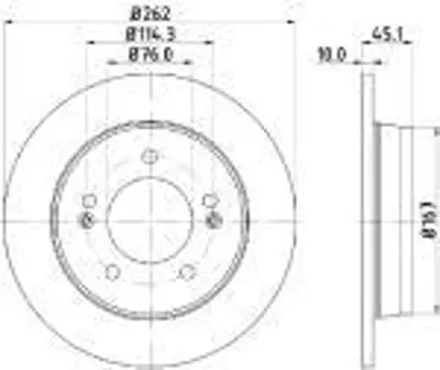 YAVUZSAN 18545 Arka Fren Diski Elantra 10-/I30 11-/Ceed 12-/Pro Ceed 13-/Soul 14- 1.4-1.6-1.8 Düz (262x10x5dl) Ad. 6112000201