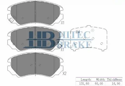 HITECH 010080 Ön Balata Coupe 02-/Elantra 05-11/Sonata 01-05/Tucson 04-08/Cerato 08-10/Magentis 01-11 [15jant] 