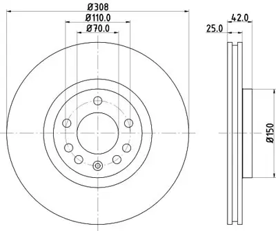 YAVUZSAN 27589 Ön Fren Diski Astra G-H/Corsa D-E/Meriva B/Vectra B/Zafira A-B  Ad. (308mm) 41626801258