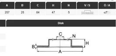 YAVUZSAN 34089 Ön Fren Diski Hiace 82-89 1,8-2,0-2,2d-2,4d/Hilux  83-88/Hilux 97- 2,4d(257-25-4dl) Havali Ad. 81255016033