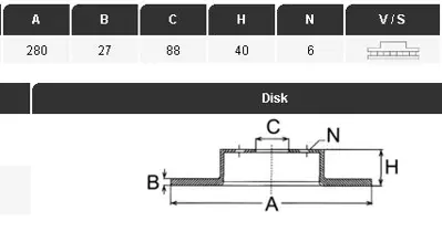YAVUZSAN 40347 Ön Fren Diski D-Max 2,5 Td 03-> (280-27 6dl) 1308300