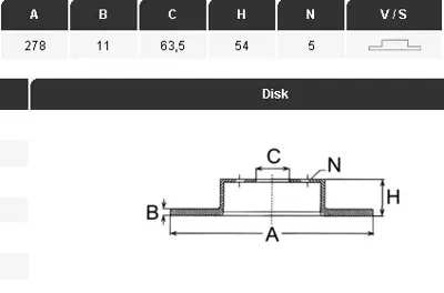 YAVUZSAN 13151 Arka Fren Diski Connect 02-13 1.8 16v-1.8di-1.8tdi (278x11x5dl) Ad. 55231705  55264866