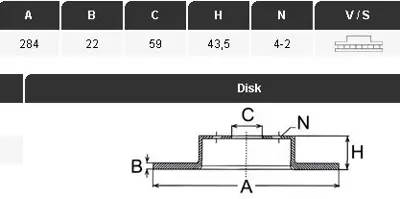 YAVUZSAN 33269 Ön Fren Diski Doblo 05-/Idea 04-/Linea-Bravo-Stilo 01- 1,3d-1,9jtd-2,4jtd-2,0-1,6d(284-22-4dl) Hvl A 2115015482