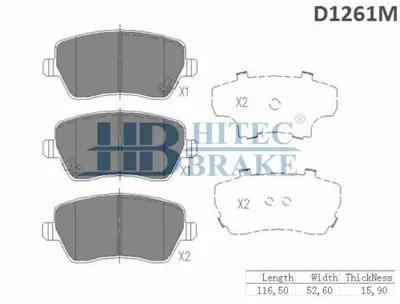 HITECH 010176 Ön Balata Clio Iii-Modus 05-/Logan 07-/Accord Vii 03- 2,0/Micra 03-/Swift 05-/Note 06- (D1261m) 