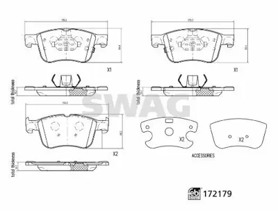SWAG 33107334 Fren Balatasi Ford KTJX612K021AEB 182321 KTJX612K021AED NP3023 PCP1755 LP3520 2055601 P24218 ADBP420032 LVXL2007