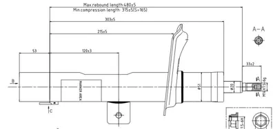 VOTTO A-1236G Amortısor Ön Sol - Peugeot   206 1.4hdı 1998-2006 5202GJ 5208N5 5202CS 5202CT 5202JV 5202GP 5202AT 5202EW KG5712 5202T4