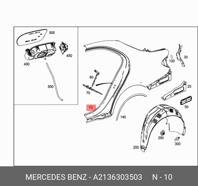 MERCEDES A2136303503 Çamurluk Arka Sol E220 A2136303503