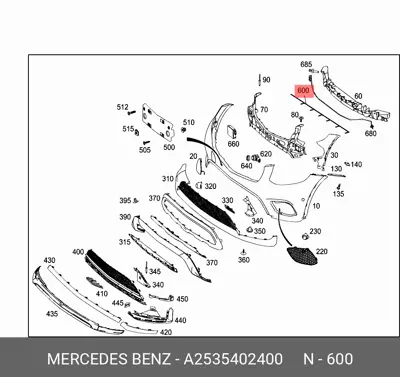 MERCEDES A2535402400 Park Sensor Tesisat On Glc 15>22 A2535402400