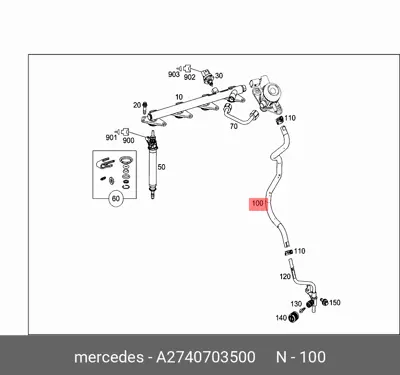 MERCEDES A2740703500 Yakıt Hortumu  Mercedes M274 A2740703500