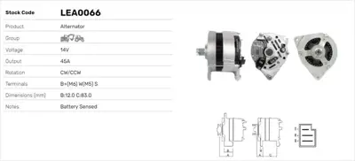 LUCAS LEA0066 Alternator A127 - 14v - 45a New Holland 231,233,355, 1121672 120329 1203922 1214516 2M141671 2M141671A 2M141671B 2M217580AA 3G141015F 3G141015G 3G141015M 3G141015N 3G141015NX 3L141015N 3L141015P 3L141015PX 6F141015B 6F141015BX A5141671 A5141671A A5141671D A5141671E A5141671F YM217580AA YM217580AB