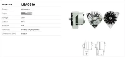 LUCAS LEA0516 Alternator A127 - 28v - 55a Mercedes Benz Unımog U 1J927156JE