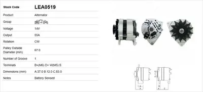 LUCAS LEA0519 Alternator A127 - 14v - 55a 