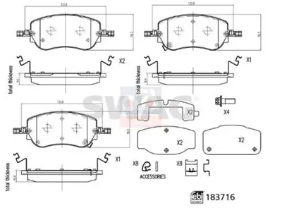 SWAG 33109160 Fren Balata On 20> Egea.Cross Mın:100 77368941 MDB3491 8DB355043861 PCP2052 T2932 2645101 355043861 BPD2376 S7900A EL3155