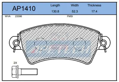 APETECH AP1410 Fren Balata On <01 206-306 1.8-1.9-2.0 425152 DBP1517 B110128 DBP1599 TBP352 7205 LVXL1242 363802160771 PNT5011 JCP1370