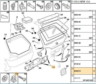 PSA 8328.EV Bagaj Kapak Bakalit Agraf 8328EV