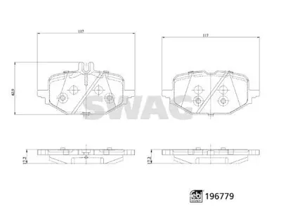 SWAG 33112339 Fren Balatasi Arka Mercedes W206 A1674235700 A0004207403 2425655 5WA698151A A0004201104 A0004204102 2413374 4207403 4201104 2272303