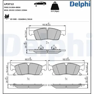 DELPHI LP3712 Fren Balatası On Grand Cherokee Iv (Wk, Wk2) 3.0 Crd V6 3.6 5.7 V8 4x4 10> 68052370AD
