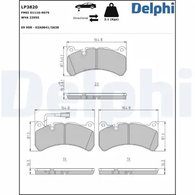 DELPHI LP3820 Fren Balatasi 980156013