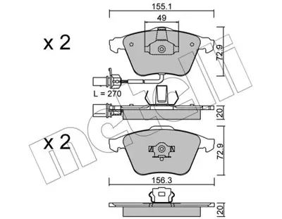 METELLI 22-0549-1 On Fren Balatasi-Kablolu-  Audi A6 05-11  A4 01-08 8E0698151G