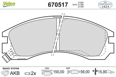 Valeo 670517 Fren Balatasi On-Mitsubishi  Pajero 90-99  Galant 96-03 4605A492