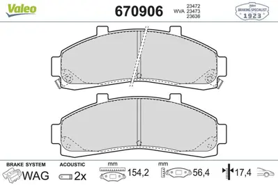 Valeo 670906 Fren Balatasi On  Ford  Explorer 4.0 96-01 F57Z2001A
