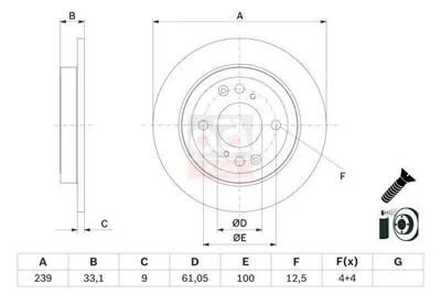 Bosch 0986479E95 Disk Arka Ad 09> Jazz 1.2-1.3 Kaplamali 197517 B35N2615X BP4K2615XE 9400106 BP4K2615XD VKBA6801 BP4K2615XF BP4K2615XB 460652 713615750