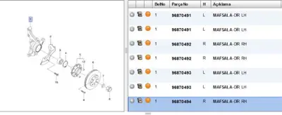 PSA 96870494 Aks Tasıyıcı Ön Sağ 96870492 96870494 96535191
