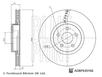 Blue Print  ADBP430166 Ön Disk Ayna Connect 14> KV6C1125FC 2252905 2279489 2279490