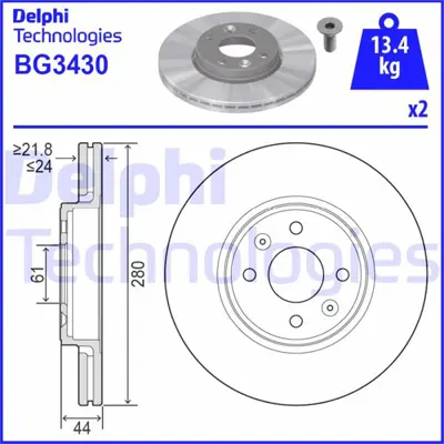 DELPHI  BG3430 Ön Fren Aynasi (Büyük) Mgn Ii 1.5-Clio-Kng Lgn 01=... 402069518R 7701205230 7701207829