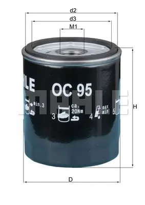 BEHR MAHLE  OC95 Yağ Filtresi Spin-On Oil Filter 