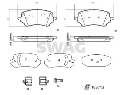SWAG  33109158 Ön Fren Balatasi Puma 09-2019> 5P2188 12470 188500 2627101 PAD2328 RA13220 182400 KTL1TC2K021AB T2895 2425653