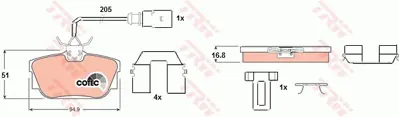 TRW  GDB1369 Arka Balata Fişli Transporter T4-Caravelle 2.4 2.5... 7D0698451G 7D0698451 602874 AC611981D 2137 7D0698451C 181614 V108149 986494051 224759