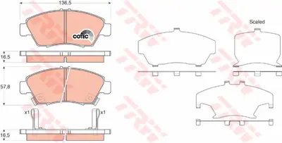 TRW  GDB3375 Ön Fren Balata (Büyük Tip) Honda Civic 1,6l B16a2 ... 45022S5AE50 HQJ2314A 36831OE 302495 LP809IN 45022S5AJ00 598494 AN376WKE BPHO1001 D5174M