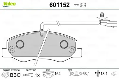 Valeo  671152 Fren Balatasi Arka Renault Master Iii 10> Opel ... 440600866R 95521680 581012VA60 BV612K021AC 2005900 95513823 CV612001CE 58101A7A00 95521679 58101A6A01