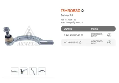 ASMETAL 17MR0830 Rot Basi Vito 14->(W447) Sol (111 Cdi) 