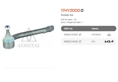 ASMETAL 17HY2000 Rot Basi I30 07->/Ceed 06->/Elantra 06->/Cerato 08-> Sol 3499801