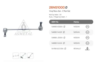 ASMETAL 26NS1000 Z Rot Qashqai/Koleos/X-Trail/Murano Ön Sol 3480001