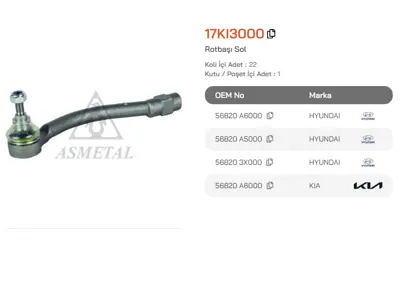 ASMETAL 17KI3000 Rot Basi I30 11->/Elantra 11->/Ceed 12-> Sol TA2917