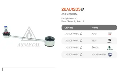 ASMETAL 26AU1205 Z Rot Golf Iv/Bora/A3 96-03 (4 Motion) 195mm Arka 2169803 JTS507