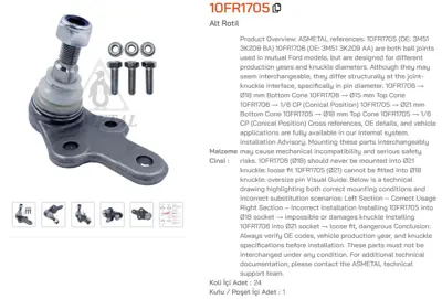 ASMETAL 10FR1705 Rotil Focus 04->/C-Max 04->/S40 04->/V50 04->/C30 06->/C70 06-> (21 Mm) 3135001 JBJ740