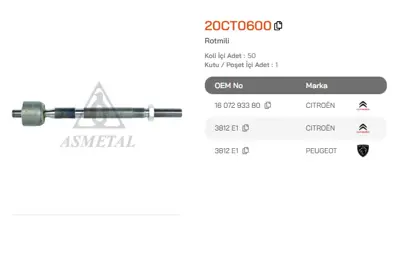 ASMETAL 20CT0600 Rot Mili C2/C3 02-> 2550701 JAR646
