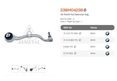 ASMETAL 23BM0423B Rotilli Kol Bmw X5 07-13 E70/X6 08-14 E71 Üst Sag 