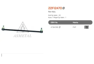 ASMETAL 22FI2470 Rot Kolu Fiat 124 2508001