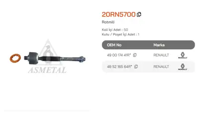ASMETAL 20RN5700 Rot Mili Megane Iv 15->/Scenic 16->talisman 15-> 7774025 R923
