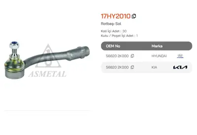 ASMETAL 17HY2010 Rot Basi I20 08->/Ix20 10->/Venga 10->/Soul 09-> Sol 3640001 JTE2157 TA2649