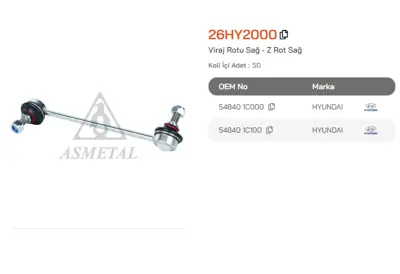 ASMETAL 26HY2000 Z Rot Getz 02-> On Sag 3061901