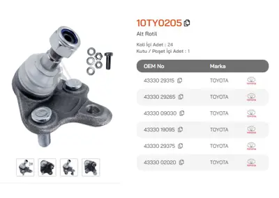 ASMETAL 10TY0205 Rotil Corolla 93-97/Avensis 97-02/Corona 92-95/Carina E 93-97/Picnic 96->/Celica 93-> 1643202 1643203 1643204 23243 23270 30160100041 3069101 81923243 9005464 G3927 L13505 L13538 SR5303 TC1413 TC747