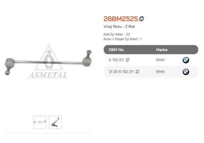 ASMETAL 26BM2525 Z Rot Bmw 1-Seri F20/3-Seri F30 (Pls. Kafa) Ön Sol 