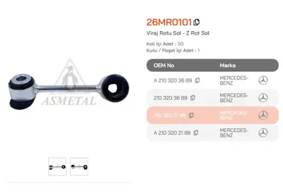 ASMETAL 26MR0101 Z Rot Chrysler Crossfire 04-08/Mercedes E Seri 96-03 W210 Sol 2503902 JTS439